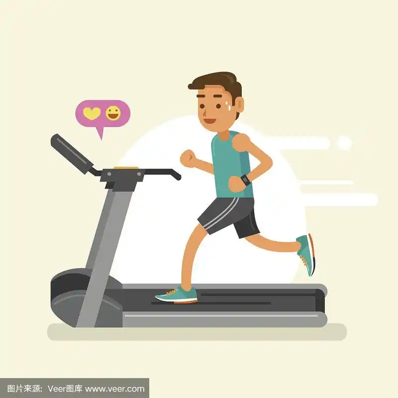 在跑步机上跑步的人.矢量图