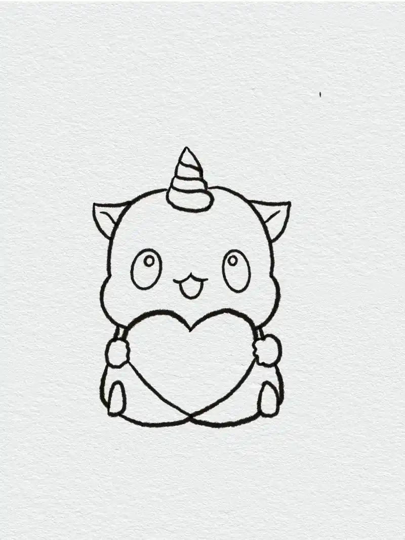 挑战100个简笔画|独角兽教程0615 一看就会,6步画可爱独角兽