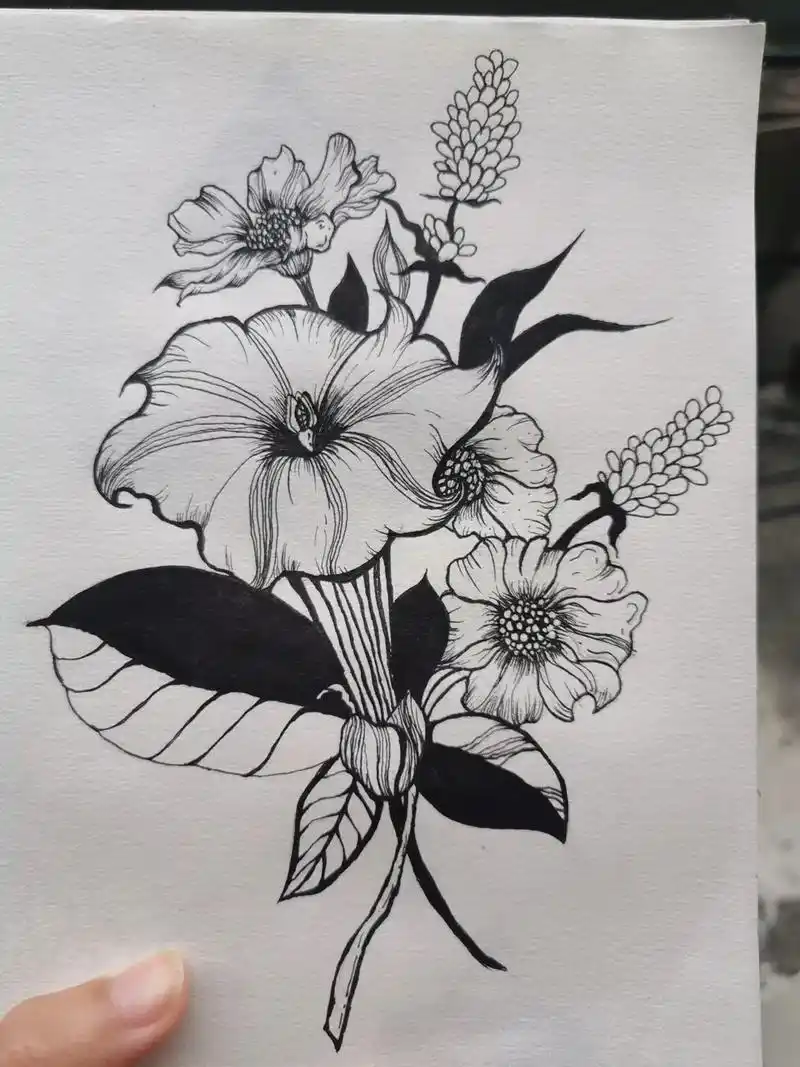 黑白线描画 #让喜欢的事成为生活 #给生活多一点色彩  牵 - 抖音