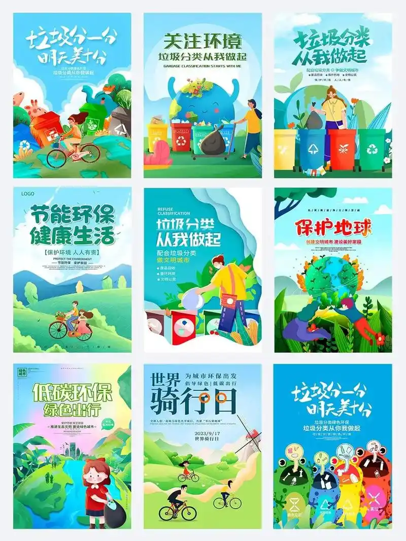 绿色环保扁平插画海报.‖今日灵感分享 via/design: - 抖音