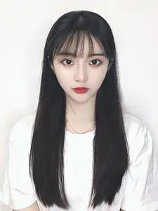 假发长直发空气刘海图片