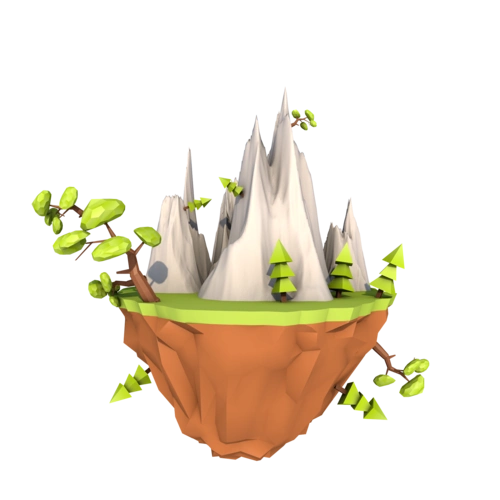 c4d飘浮多边形小岛图片