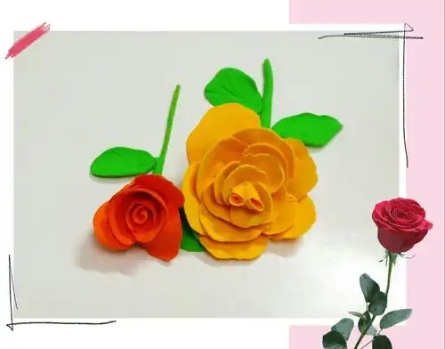 月季花 (手工粘土)