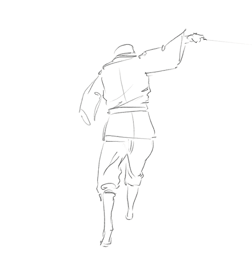 人物运动规律男人挥剑