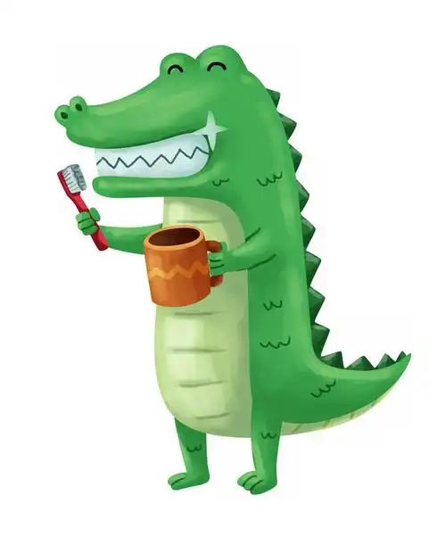 可爱卡通鳄鱼刷牙png图片素材 - 设计盒子