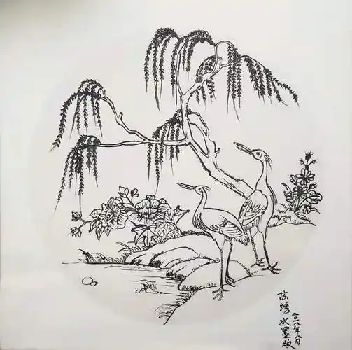 勾线笔水墨画
