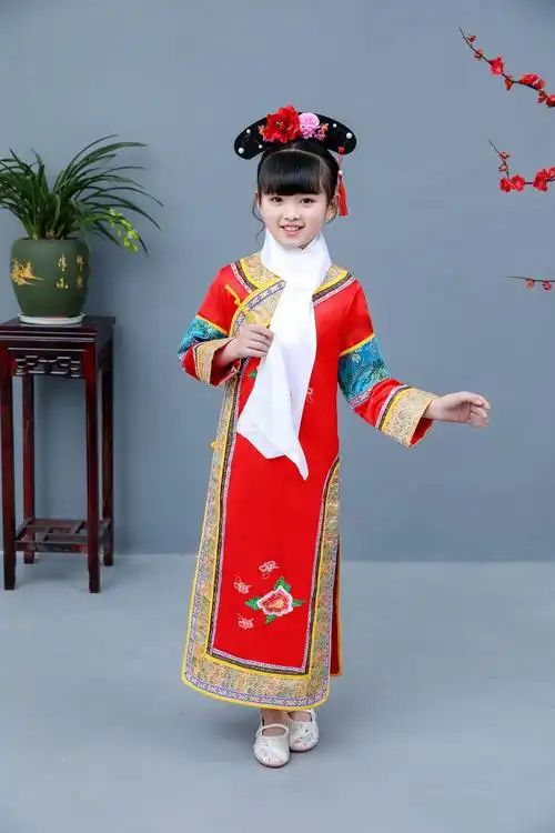2019新款女童格格服 宫廷公主儿童清朝服装长袍衣服旗服满清服装