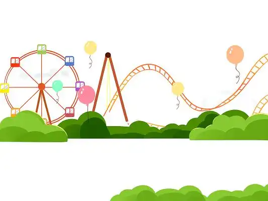 可爱卡通小孩游乐场开心坐过山车卡通插图幼儿园招生教育运动模糊的