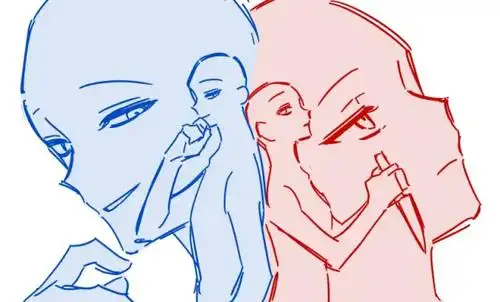 绘原画绘画参考板绘临摹绘画素材板绘素材双人互动cp姿势参考来自网络