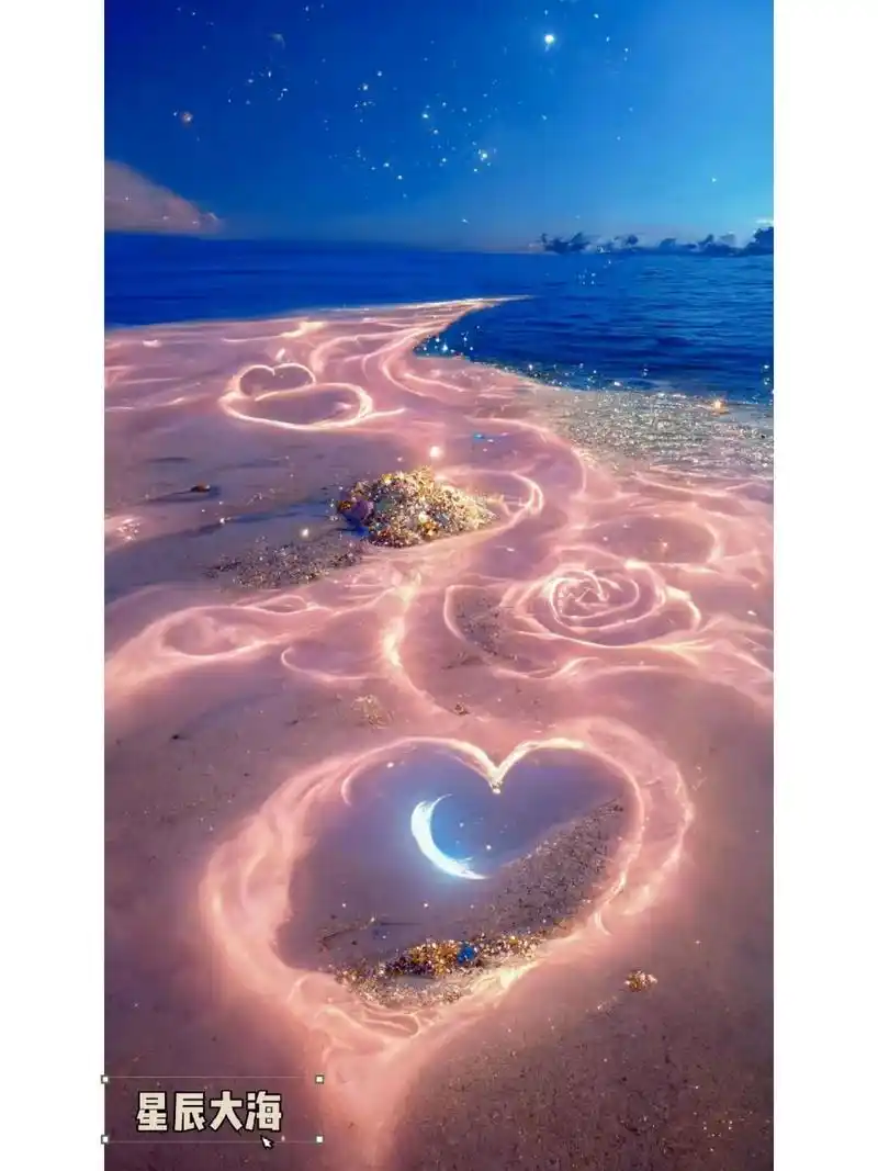 星辰大海手机壁纸 星辰大海,光与陆契合,月与海浪