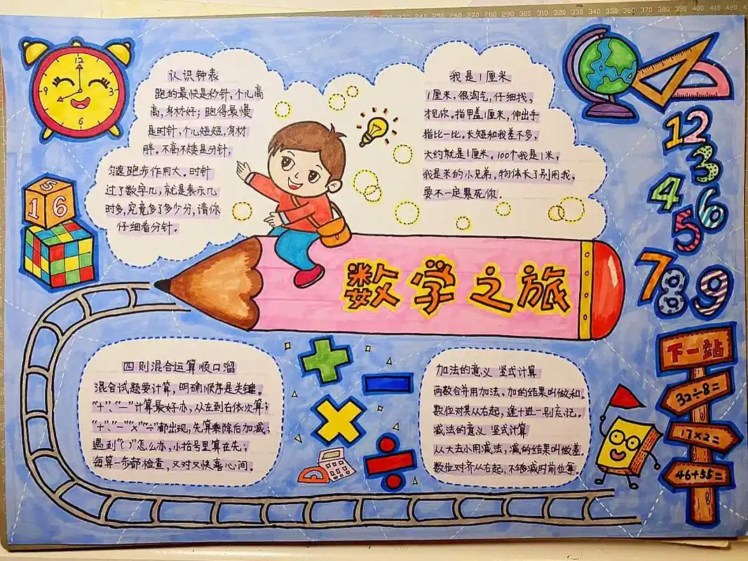 图文热点来了 小学生数学手抄报简单又漂亮绘 - 抖音