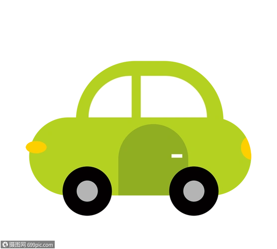 卡通简单绿色小轿车