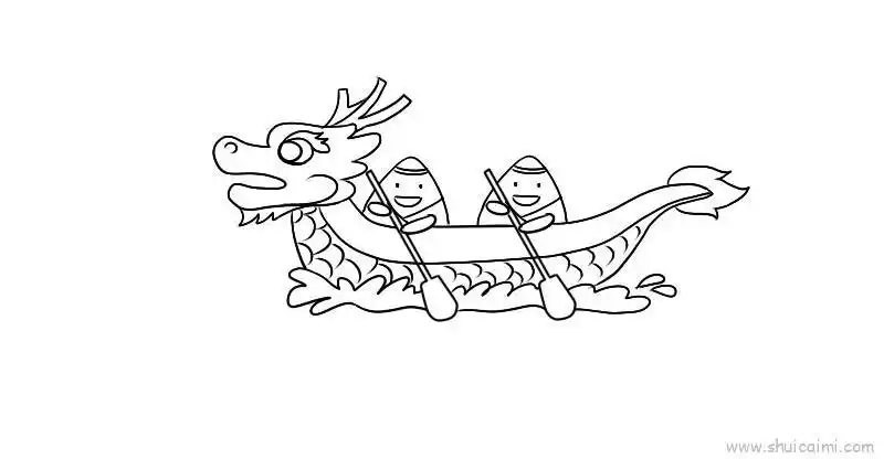 端午节龙舟卡通简笔画教程步骤