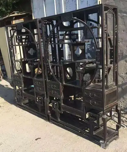 明清收藏 小叶紫檀镶古玩架子多宝阁 老古董老物件