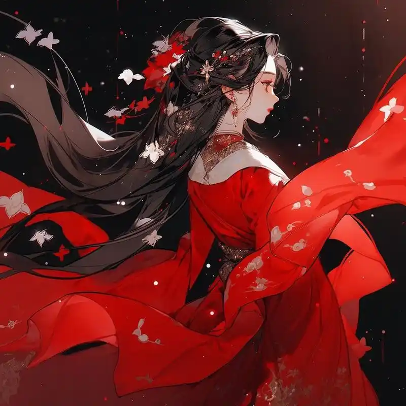 女生头像|古风红衣头像