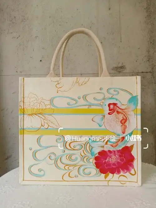 无印良品黄麻包手绘孩子还在改造国风