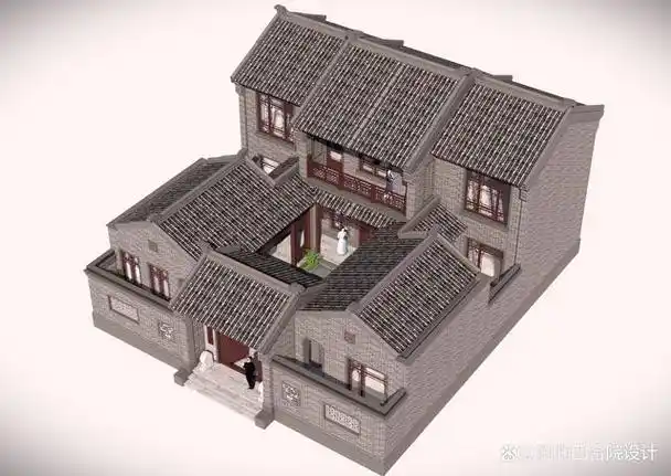 北方青砖灰瓦两层四合院15米×17米