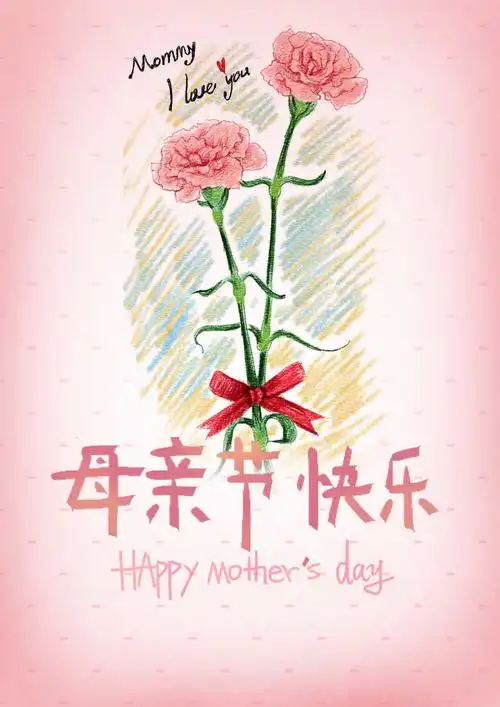 手绘母亲节康乃馨海报psd素材