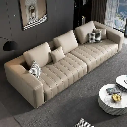 免洗沙发现代简约家居意式极简北欧风客厅家具皮艺沙发组合纳帕皮沙发