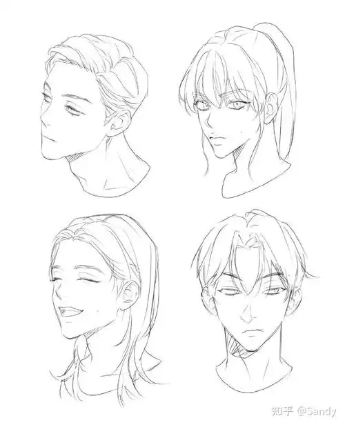 一些关于动漫男生发型参考,麻竹绘制练手.