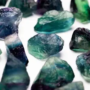 天然水晶蓝绿莹石原石标本矿物晶体毛料半宝石水晶原石吊坠摆件