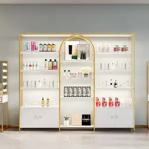 产品展示柜美容院化妆品陈列柜子美甲护肤品架子彩妆定制货柜带灯
