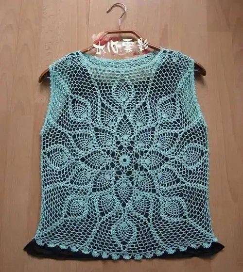 中心起针的菠萝花,夏日钩针半袖罩衣小衫