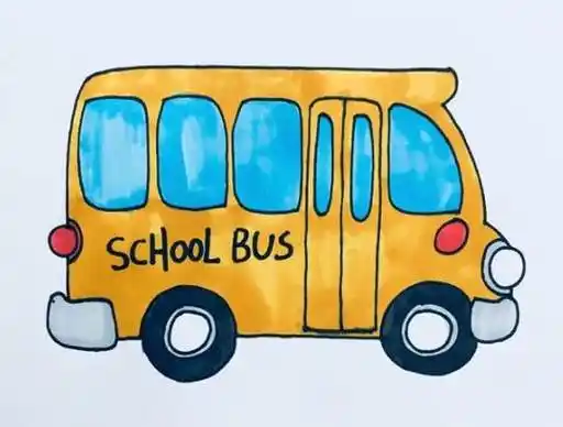 学校校车绘画简笔画 校车画法简笔画