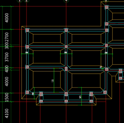 各位老师这种柱下条形基础怎么画谢谢