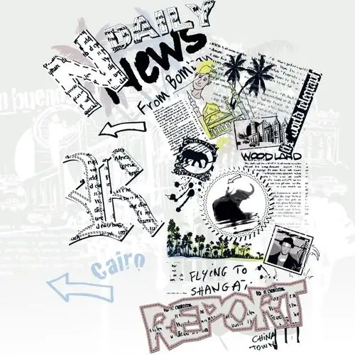 印花矢量图 图文结合 文字 英文 旧报纸 免费素材