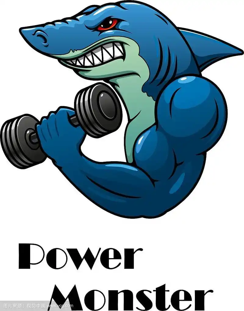 拿着哑铃的鲨鱼运动员