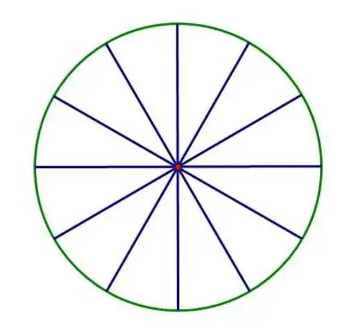 在圆内能否用四条直线割成九块面积相等的部分?