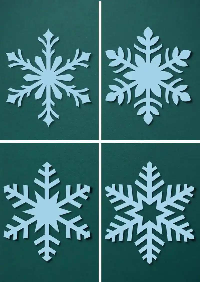 冬天来了一起来剪漂亮的雪花剪纸吧,有四种雪花的 - 抖音