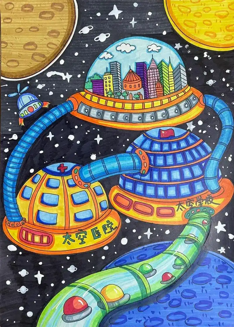 科幻画《未来生活》内附线稿 18/50谢谢大家对我作品的喜欢和肯定.