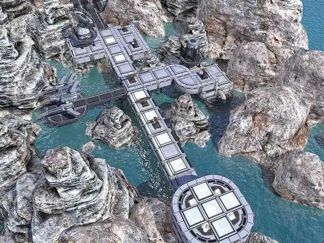 高清次世代科幻外星太空场景-操作室基地实验室太空堡垒未来场景