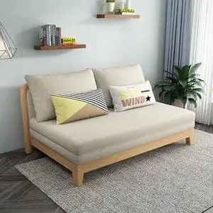 北欧多功能实木沙发床两用小户型推拉床1米1.2现代简约客厅单双人