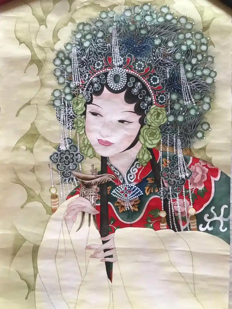 贵妃醉酒工笔人物画