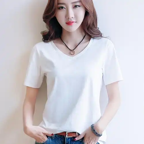 夏季宽松简约百搭纯黑色打底衫纯棉韩版女装上衣 珊诗丽女士t恤【价格