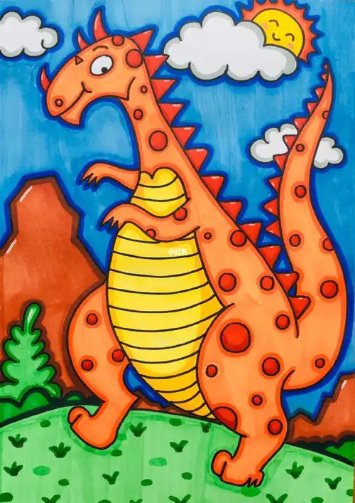 霸王龙04马克笔儿童画