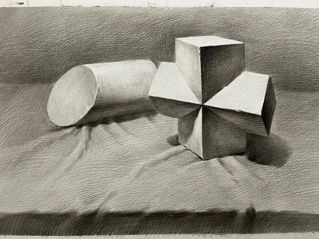 近期素描几何体作品.#初学者 #零基础教学  - 抖音