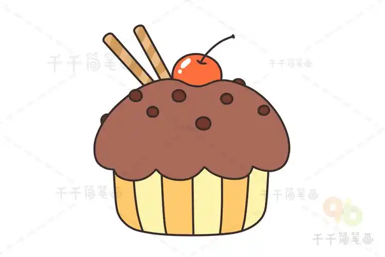 巧克力纸杯蛋糕简笔画