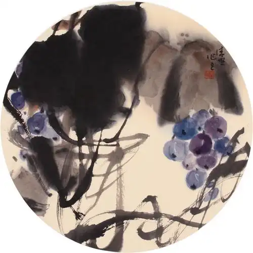 【葡萄-王清照花鸟国画-纸本(2017年作)】王清照扇面系列作品_个人