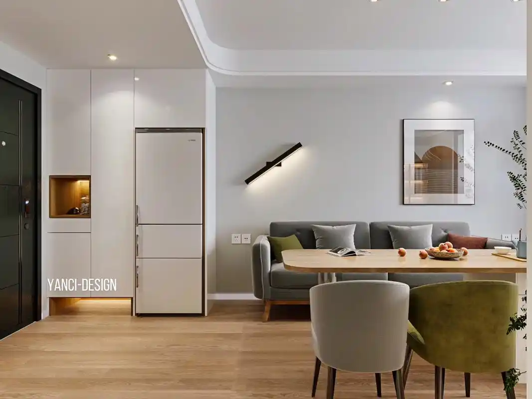 60平小户型装修设计改造.本案为线上设计项目:客餐厅一体,沙 - 抖音