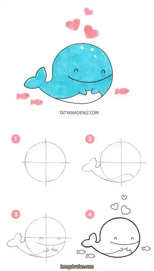 四步画一只卡通小鲸鱼卡通小鲸鱼简笔画大全