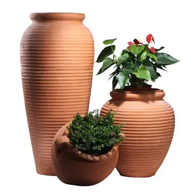 厂家清仓红陶盆别墅装饰花盆粗陶花盆大陶罐粗陶瓷瓶大花盆组合套