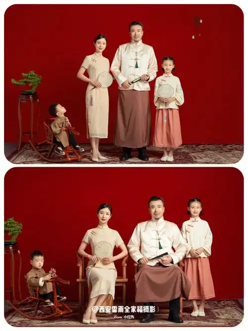 终于拍了中式旗袍全家福全家人都超满意