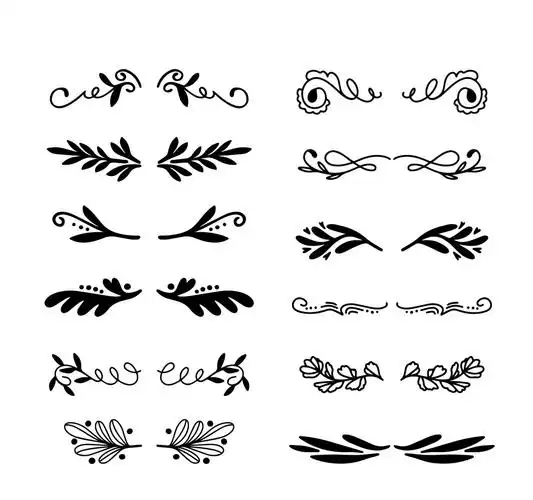 12款黑色花纹花边设计矢量素材