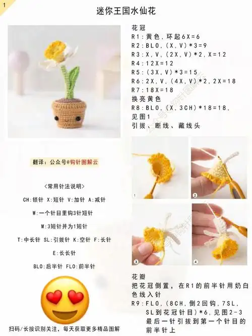 钩针迷你王国水仙花风铃草非洲菊图解242526