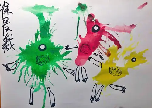 写美篇情感目标:了解呆萌小怪物的斗智斗勇,体验吹画的乐趣