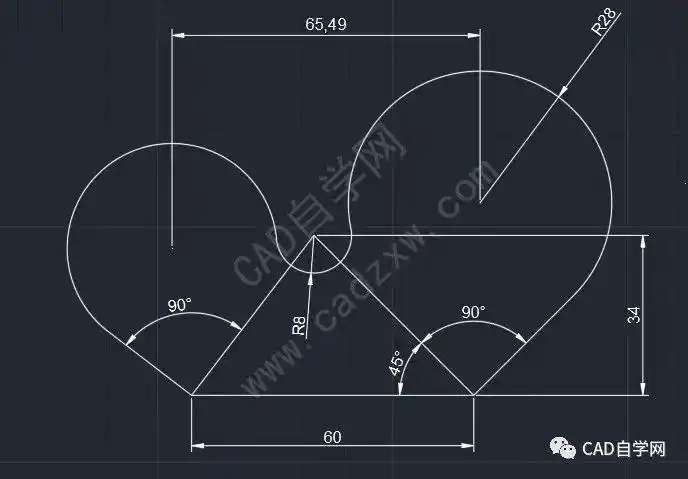 cad二维练习题125详细绘图步骤